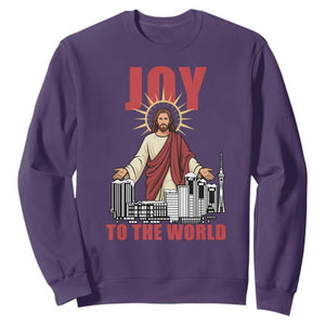 Jesus Christmas Sweatshirt Joy To The World Christian TS14 Purple Print Your Wear