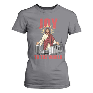 Jesus Christmas T Shirt For Women Joy To The World Christian TS14 Charcoal Print Your Wear