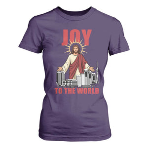 Jesus Christmas T Shirt For Women Joy To The World Christian TS14 Purple Print Your Wear
