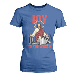 Jesus Christmas T Shirt For Women Joy To The World Christian TS14 Royal Blue Print Your Wear