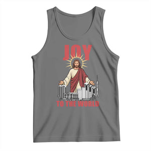 Jesus Christmas Tank Top Joy To The World Christian TS14 Black Heather Print Your Wear
