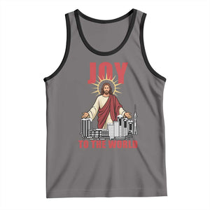 Jesus Christmas Tank Top Joy To The World Christian TS14 Deep Heather Black Print Your Wear