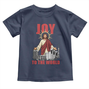 Jesus Christmas Toddler T Shirt Joy To The World Christian TS14 Navy Print Your Wear