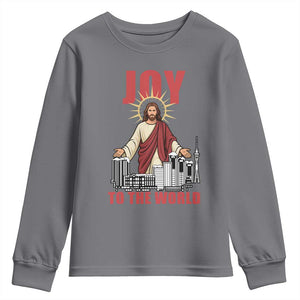 Jesus Christmas Youth Sweatshirt Joy To The World Christian TS14 Charcoal Print Your Wear