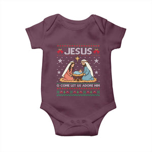 Nativity Scene Christmas Baby Onesie Baby Jesus Christian Xmas TS14 Maroon Print Your Wear