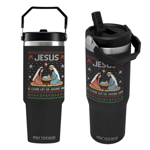 Nativity Scene Christmas Flip Straw Tumbler Baby Jesus Christian Xmas TS14 One Size: 30 oz Black Print Your Wear