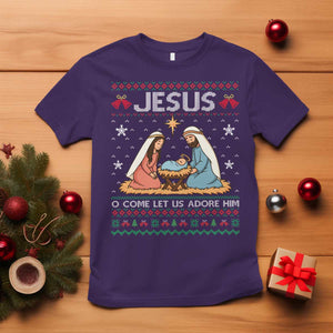 Nativity Scene Christmas T Shirt Baby Jesus Christian Xmas TS14 Purple Print Your Wear
