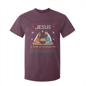 Nativity Scene Christmas T Shirt For Kid Baby Jesus Christian Xmas TS14 Maroon Print Your Wear