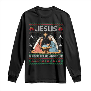 Nativity Scene Christmas Long Sleeve Shirt Baby Jesus Christian Xmas TS14 Black Print Your Wear
