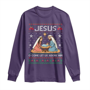 Nativity Scene Christmas Long Sleeve Shirt Baby Jesus Christian Xmas TS14 Purple Print Your Wear