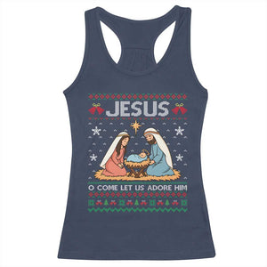 Nativity Scene Christmas Racerback Tank Top Baby Jesus Christian Xmas TS14 Navy Print Your Wear