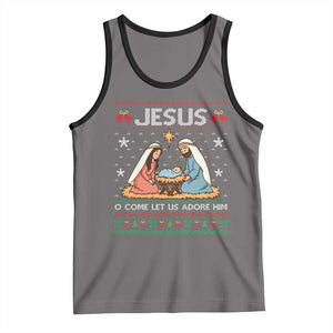 Nativity Scene Christmas Tank Top Baby Jesus Christian Xmas TS14 Deep Heather Black Print Your Wear