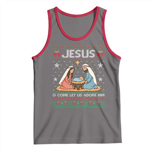 Nativity Scene Christmas Tank Top Baby Jesus Christian Xmas TS14 Deep Heather Red Print Your Wear