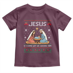 Nativity Scene Christmas Toddler T Shirt Baby Jesus Christian Xmas TS14 Maroon Print Your Wear