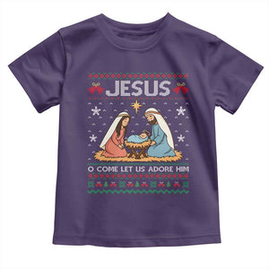 Nativity Scene Christmas Toddler T Shirt Baby Jesus Christian Xmas TS14 Purple Print Your Wear