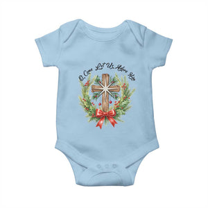 Cross Christmas Baby Onesie O Come Let Us Adove Him TS14 Light Blue Print Your Wear