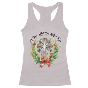 Cross Christmas Racerback Tank Top O Come Let Us Adove Him TS14 Ice Gray Print Your Wear