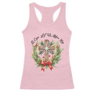 Cross Christmas Racerback Tank Top O Come Let Us Adove Him TS14 Light Pink Print Your Wear