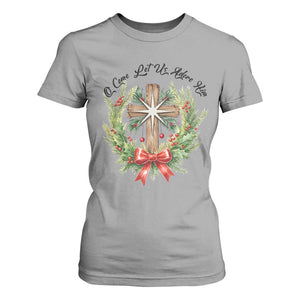 Cross Christmas T Shirt For Women O Come Let Us Adove Him TS14 Sport Gray Print Your Wear