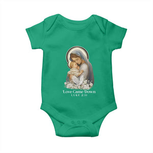Christian Christmas Baby Onesie Love Came Down Luke 2:11 TS14 Irish Green Print Your Wear