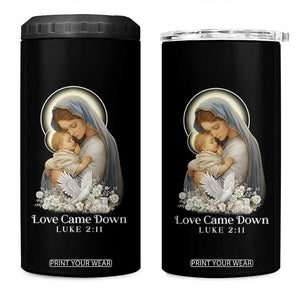 Christian Christmas 4 in 1 Can Cooler Tumbler Love Came Down Luke 2:11 TS14 One Size: 16 oz Black Print Your Wear