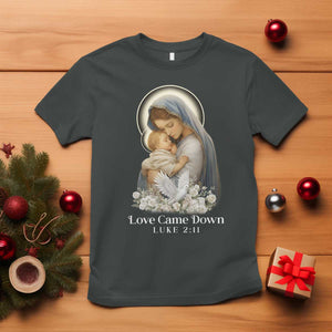 Christian Christmas T Shirt Love Came Down Luke 2:11 TS14 Dark Heather Print Your Wear