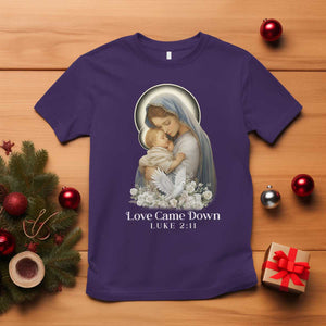 Christian Christmas T Shirt Love Came Down Luke 2:11 TS14 Purple Print Your Wear