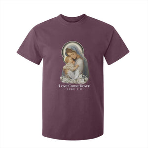 Christian Christmas T Shirt For Kid Love Came Down Luke 2:11 TS14 Maroon Print Your Wear