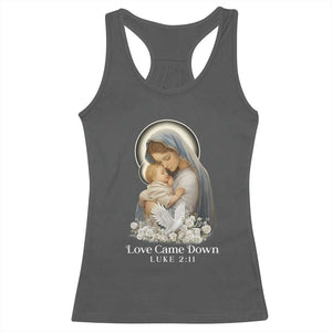 Christian Christmas Racerback Tank Top Love Came Down Luke 2:11 TS14 Dark Heather Print Your Wear
