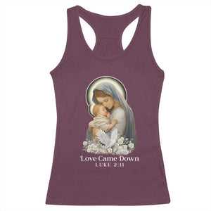 Christian Christmas Racerback Tank Top Love Came Down Luke 2:11 TS14 Maroon Print Your Wear