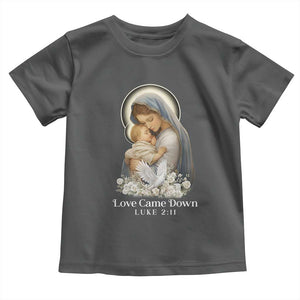 Christian Christmas Toddler T Shirt Love Came Down Luke 2:11 TS14 Dark Heather Print Your Wear