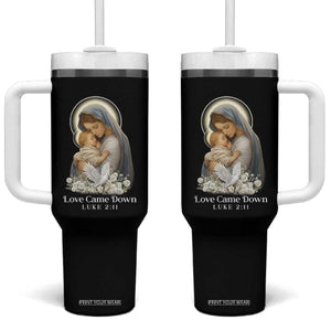 Christian Christmas Tumbler With Handle Love Came Down Luke 2:11 TS14 One Size: 40 oz Black Print Your Wear