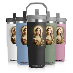 Virgin Mary Maria Flip Straw Tumbler Catholic Christian Faith TS14 Print Your Wear