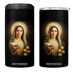 Virgin Mary Maria 4 in 1 Can Cooler Tumbler Catholic Christian Faith TS14 One Size: 16 oz Black Print Your Wear
