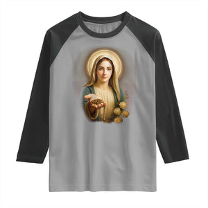 Virgin Mary Maria Raglan Shirt Catholic Christian Faith TS14 Sport Gray Black Print Your Wear