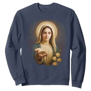 Virgin Mary Maria Sweatshirt Catholic Christian Faith TS14 Navy Print Your Wear