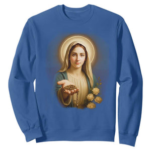 Virgin Mary Maria Sweatshirt Catholic Christian Faith TS14 Royal Blue Print Your Wear