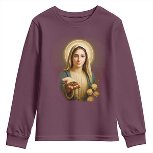 Virgin Mary Maria Youth Sweatshirt Catholic Christian Faith TS14 Maroon Print Your Wear