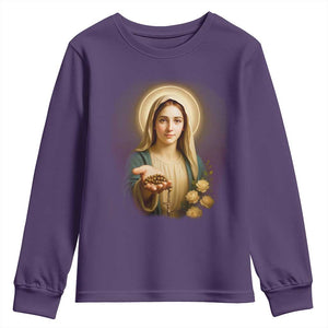 Virgin Mary Maria Youth Sweatshirt Catholic Christian Faith TS14 Purple Print Your Wear