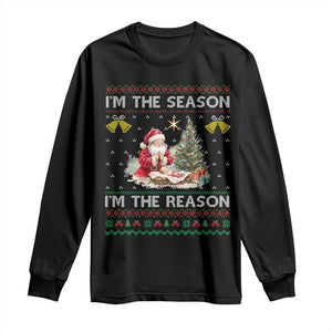 Jesus Christmas Long Sleeve Shirt Santa With Jesus Baby Reason Xmas TS14 Black Print Your Wear