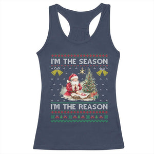 Jesus Christmas Racerback Tank Top Santa With Jesus Baby Reason Xmas TS14 Navy Print Your Wear