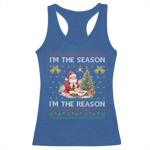 Jesus Christmas Racerback Tank Top Santa With Jesus Baby Reason Xmas TS14 Royal Blue Print Your Wear