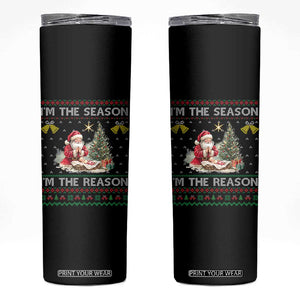 Jesus Christmas Skinny Tumbler Santa With Jesus Baby Reason Xmas TS14 Black Print Your Wear