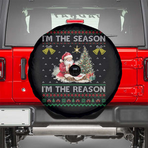 Jesus Christmas Spare Tire Cover Santa With Jesus Baby Reason Xmas TS14 Black Print Your Wear