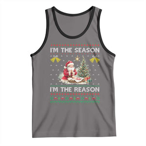 Jesus Christmas Tank Top Santa With Jesus Baby Reason Xmas TS14 Deep Heather Black Print Your Wear