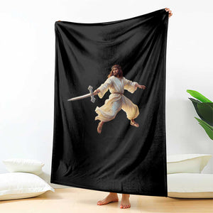 Funny Fencing Jesus Throw Blanket Combat Sport Christan Lover TS14 Print Your Wear