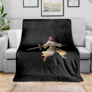 Funny Fencing Jesus Throw Blanket Combat Sport Christan Lover TS14 Print Your Wear