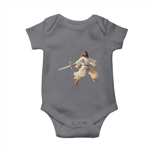 Funny Fencing Jesus Baby Onesie Combat Sport Christan Lover TS14 Charcoal Print Your Wear