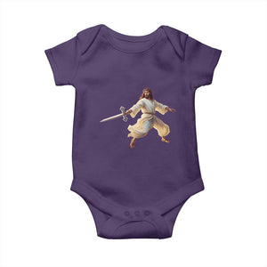 Funny Fencing Jesus Baby Onesie Combat Sport Christan Lover TS14 Purple Print Your Wear