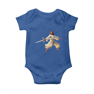 Funny Fencing Jesus Baby Onesie Combat Sport Christan Lover TS14 Royal Blue Print Your Wear